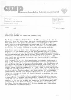 1983 - AW Pressedienst Bonn_Lotte Lemke zum 80. Geburtstag